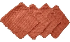 Rust BOHO Pom Pom Throw Pillow Covers 18x18 Set of 4 Soft Textured Orange 