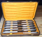 Antique service of 12 table knives in box ERCUIS 40s/6 25 cm
