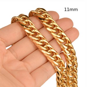Authentic Men Women 18k Gold Plated Curb Cuban Link Chain Necklace 9-21MM