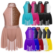 Girls Bodysuit Modern Dress Ballet Dance Leotard Lyrical Costume Ice Skating