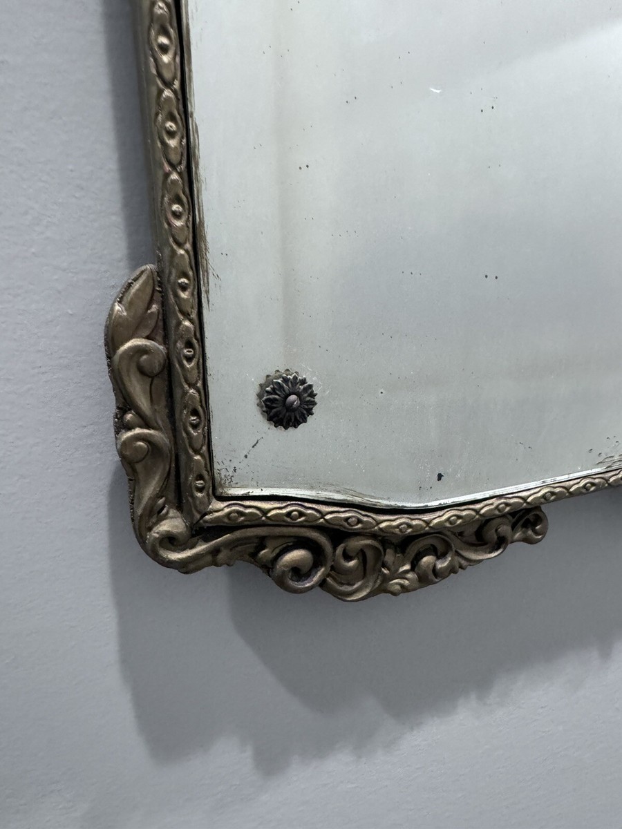 イタリア　ミラー Antique Italianate Mirror Art Nuveau Arched Etched Glass