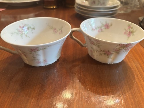 4 Theo Haviland Schleiger 151 Cups Saucers Edwardian Limoges France Pink Asters - Picture 10 of 13