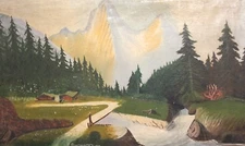 1926 Mountain landscape oil painting signed