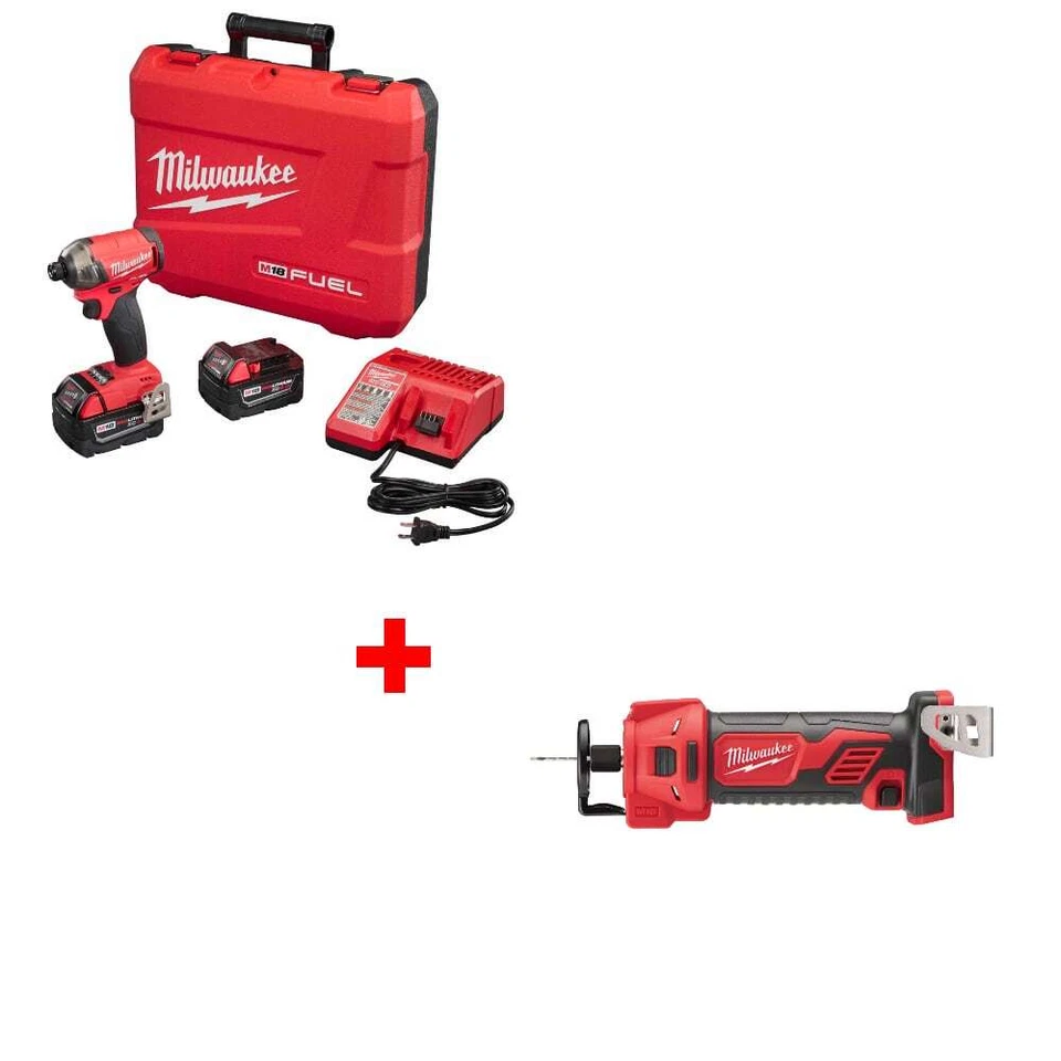 Milwaukee 2760-22 1/4" Hydraulic Driver Kit w/ FREE 2627-20 Cut Out Tool, Bare