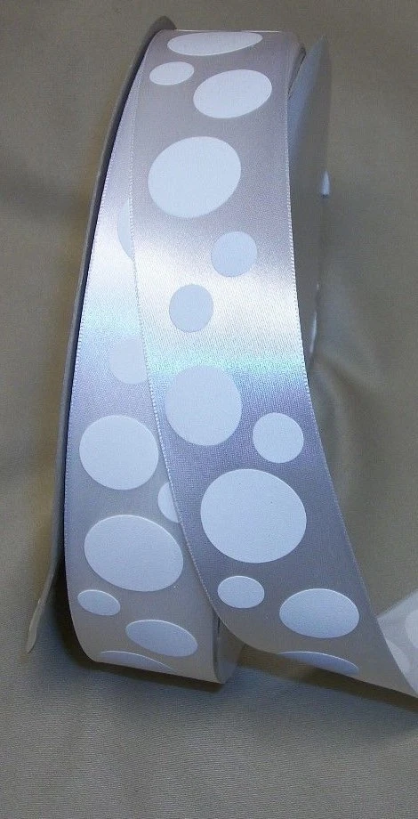 10 yds BUBBLES SINGLE FACE SATIN RIBBON (choice of 5 colors & 2 widths) - Image 2 of 2