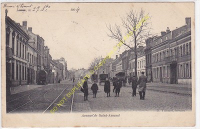 CPA 59410 ANZIN avenue Saint Amand Animée voitures à cheval Edit THIETARD 1904