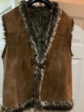 Nurseys Toscana Brown Sheepskin Gilet Size 16