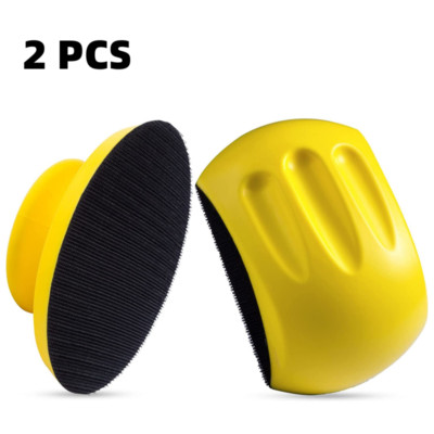2PACK 5'' Foam Hand Sanding Blocks Pad Mouse & Round Hook Loop Disc Backing Plate