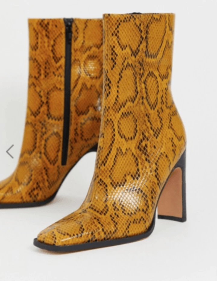 Bottines V ritable Cuir Fa on Serpent Marron Jaune Pointure 38