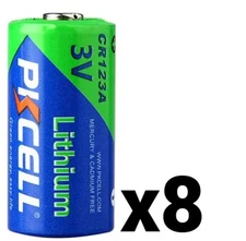 8 EIGHT PKCELL LITHIUM CR123A 3V BATTERY DL123 EL123 CR17345 123 BRAND NEW