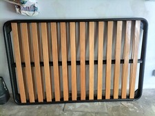 Rete a doghe con gambe per letto a 1 piazza e 1/2, come nuova, legno e metallo.