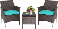 3-Piece Outdoor Wicker Conversation Bistro Set Outdoor Patio Porch Furniture Set