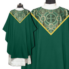 Green Gothic Chasuble with V Neck Orphrey  Matching stole - Liturgical Vestment