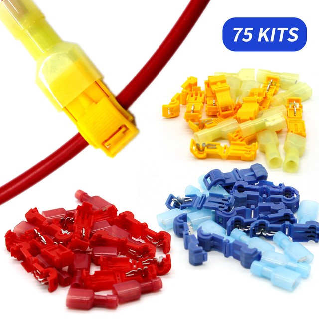 75 kits Male Insulated Quick Splice Lock Wire Terminals Connectors Auto
