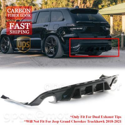 For Jeep Grand Cherokee WK2 SRT W/ Dual Tips Carbon Rear Bumper Diffuser W/O LED