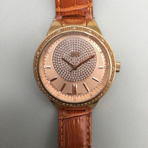 JBW CamilleWatch Women 38mm Rose Gold Tone Brown Leather Band J6345D New Battery - 第 8/16 張圖片