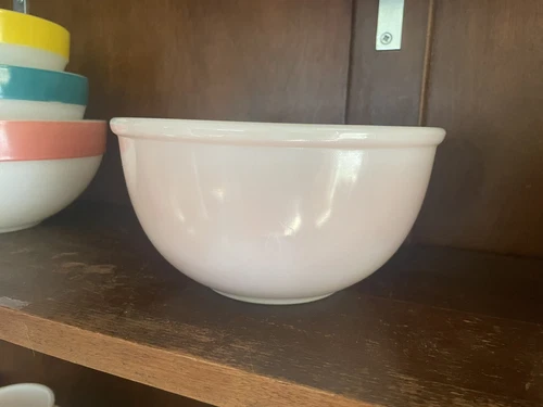Rare Htf Fire King Pale Petal Pink Lipped Bowl 8.5”