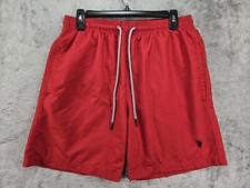 US Polo Assn. Men s Swim Shorts Trunks Lined Red With Pockets Small Inseam 6"