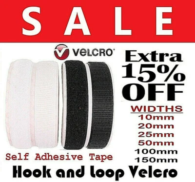VELCRO® Genuine Brand PS14 SELF ADHESIVE Stick on Tape HOOK & LOOP Sticky Strips - Image 1 of 4