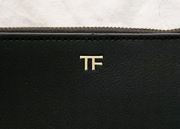 Tom Ford TF Black Faux Leather Flat Pouch Slim Clutch Cosmetic Bag
