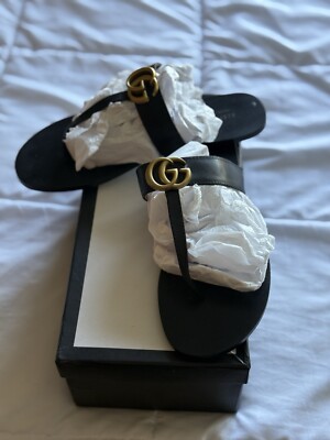 GUCCI Marmont logo-embellished leather sandals EU 39