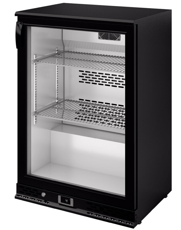 Barkühlschrank - 600mm - 140 Liter - mit 1 Glasflügeltür - Schwarz | GGM Gastro