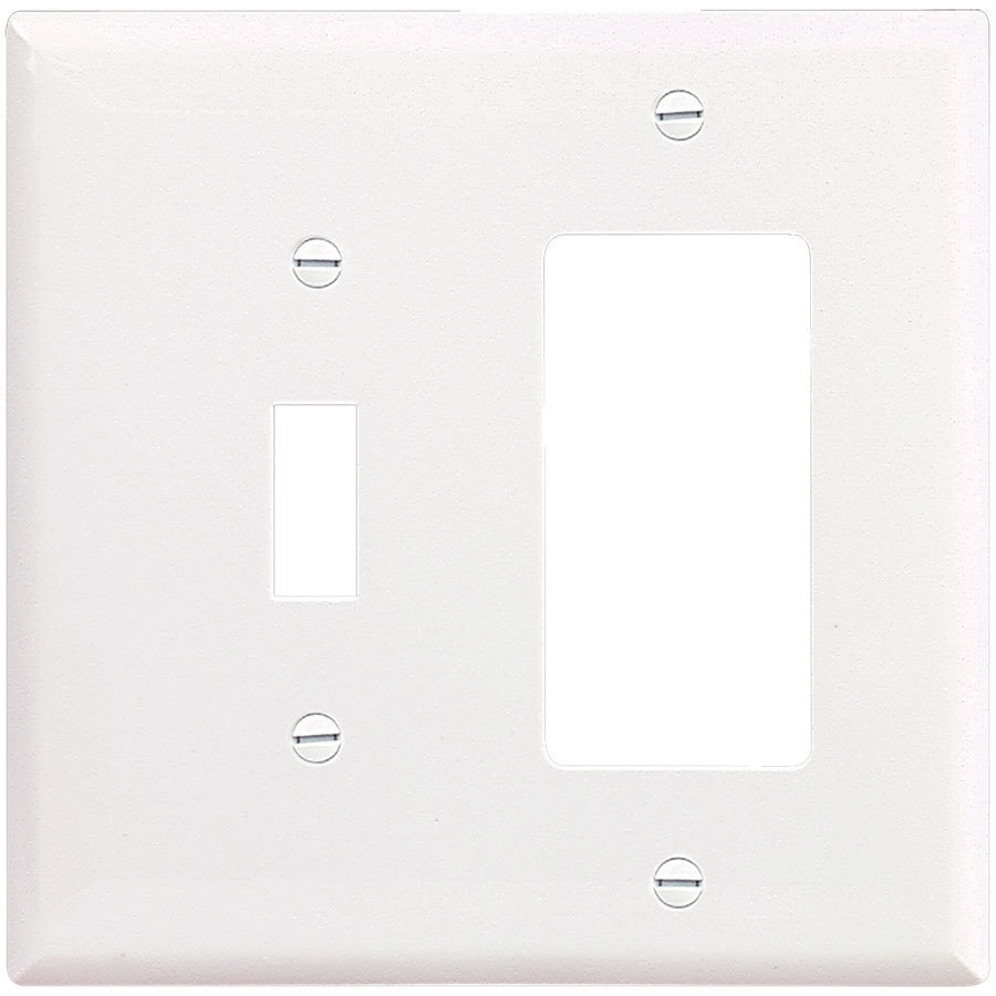 (4) Eaton 2-Gang White Single Toggle/Decorator Wall Plate ~ New In Package