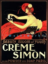 Creme Simon 1925 Paris France Ladies Beauty Vintage Poster Print Powder Soap 