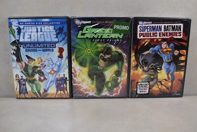 3 DC UNIVERSE DVD'S GREEN LANTERN (PROMO), SUPERMAN BATMAN, JUSTICE LEAGUE ~NEW~