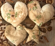 Heart Star Embroidered Vintage Rustic Primitive Pillow Decor Bowl Filler Tuck 