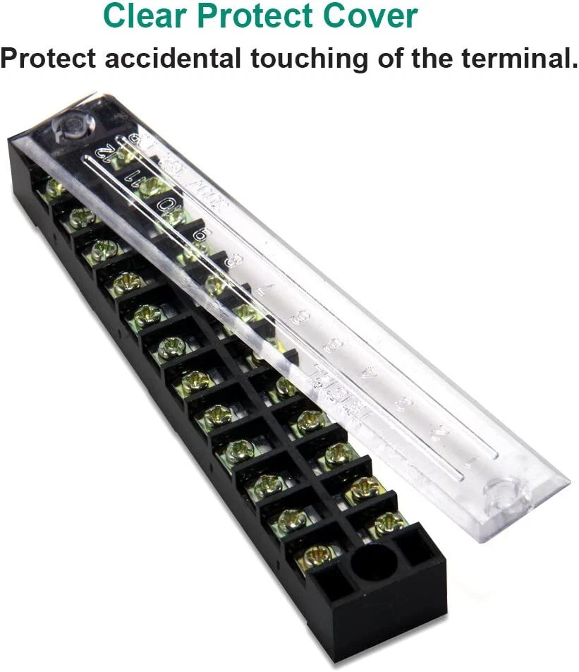 15pcs 5 Sets 12 Positions Dual Row 600V 15A Screw Terminal Strip Blocks w/ Cover - Image 3 of 4