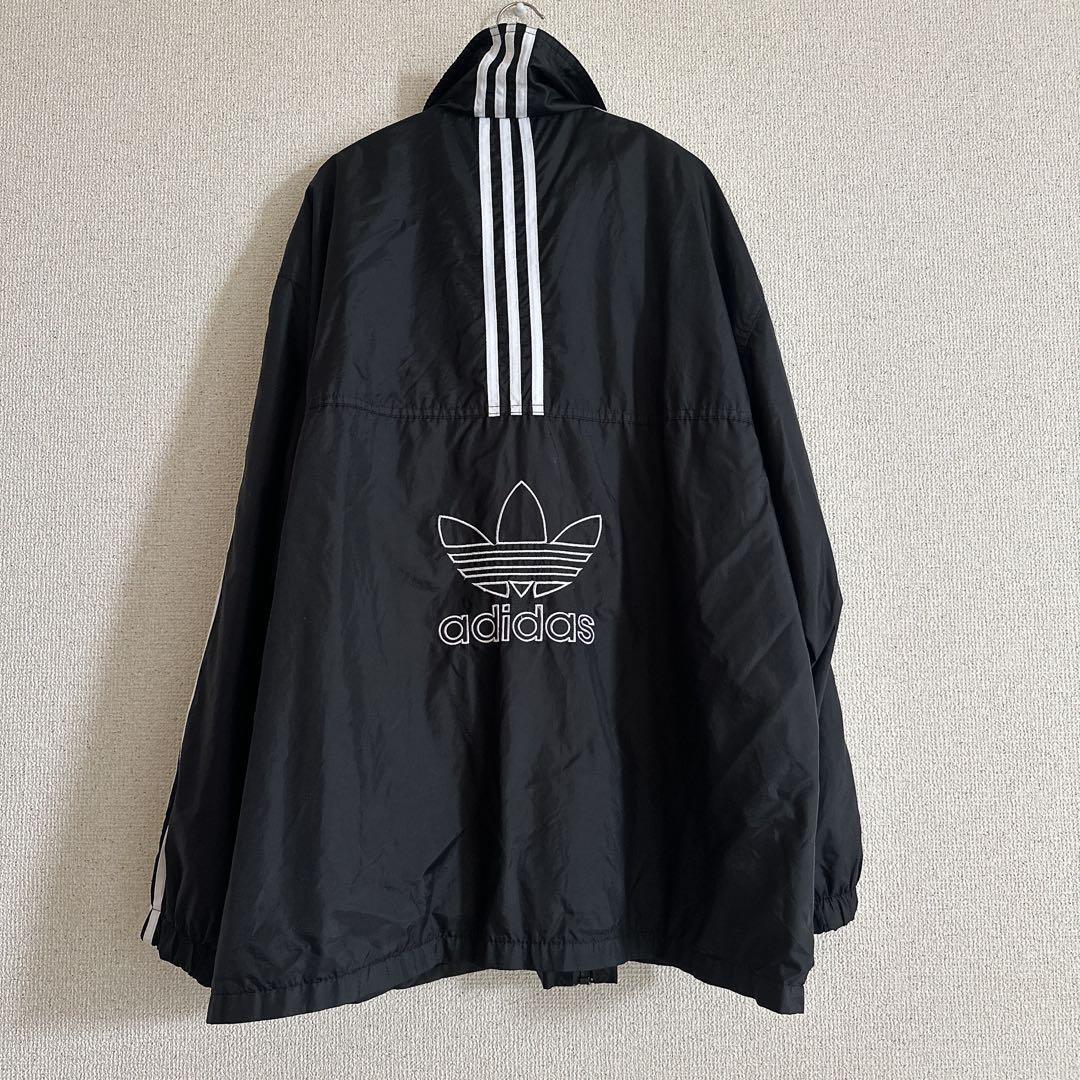 Adidas Double-Sided Logo Three-Line Nylon Jacket Black Men's