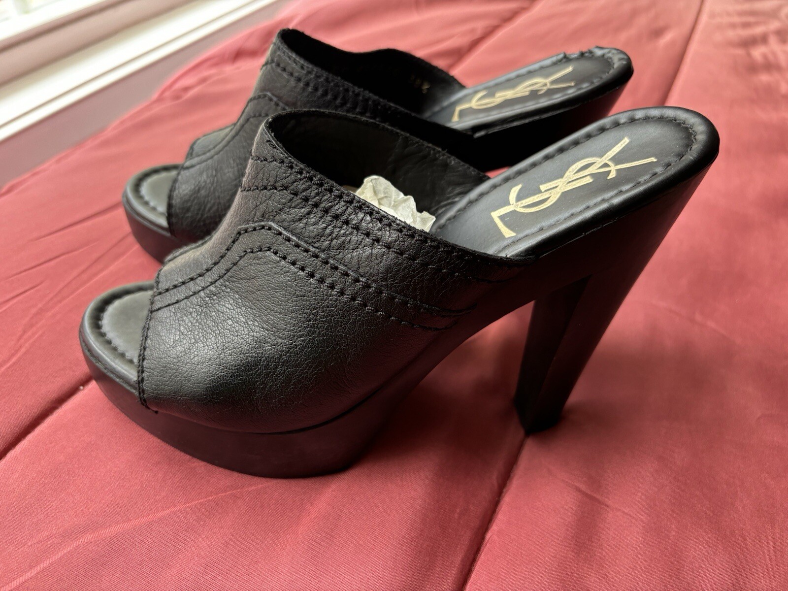 Yves Saint Laurent Tacchi donna in pelle nera 38 1 2 così com'è vedi difetto