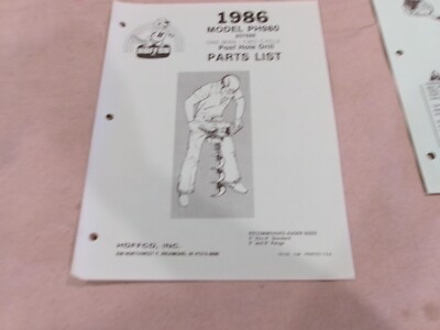 HOFFCO 1986 PARTS LIST PH980 POST HOLE DRILL  ONE MAN TWO CYCLE 207886
