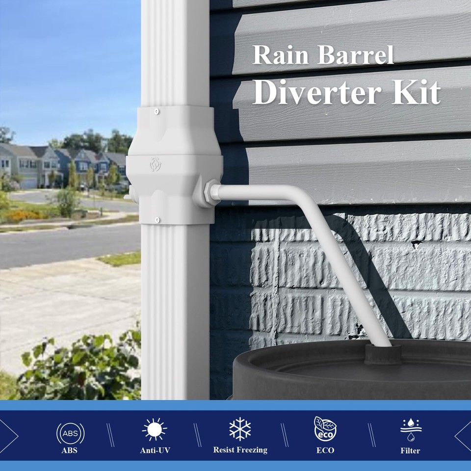 Rain Barrel Diverter Kit, Rainwater Collection System Fits for 2x3