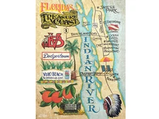 Vero  Beach  Coast Map Beach Print art florida dodgers indian river botanical