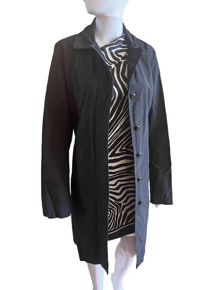 Chaqueta gabardina ESPRIT talla L (14) negra de algodón con botones delanteros gótica vintage años 80’s Foto 3 de 4