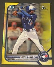 2022 Bowman Chrome Samad Taylor 1st Yellow Refractor /75 Blue Jays #BCP-92 #329