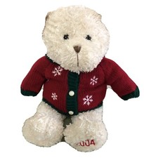 Rare 2004 19  White Teddy Bear Plush W/ Red Sweater Collectors One Owner 