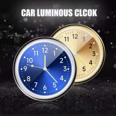 1pc Mini Car Clock Luminous Automobiles Internal Stick-On Digital Watch White Bl