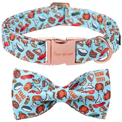 Unique style paws Hundehalsband mit Fliege Bequemes Hundehalsband aus Baumwol...