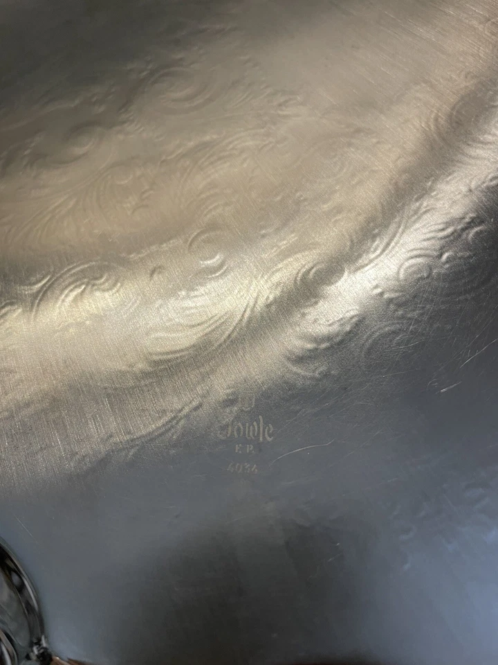 BANDEJA SALVADORA GRANDE WALLACE SILVER - CHIPPENDALE CHASED SHEFFIELD SILVER - EXCELENTE Foto 4 de 4