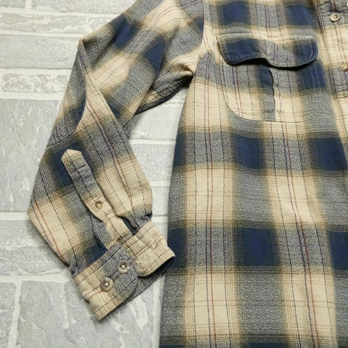 Cabelas Shirt Adult M Sandy Blue Tartan Plaid Cotton Button Up Elbow Patches - Picture 4 of 10