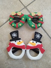 Novelty Holiday Christmas Glittery Glasses Frames Snowman Wreath Party Favors