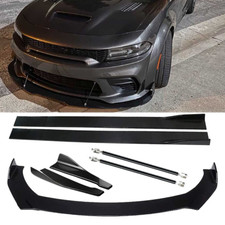 Glossy Front Splitter Bumper Lip Spoiler Strut Side Skirt For Dodge Charger Srt