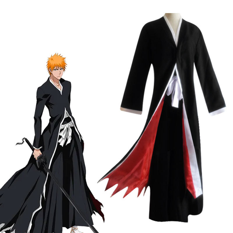 Anime Bleach Cosplay Costume Ichigo Kurosaki Bankai Kendo Suit