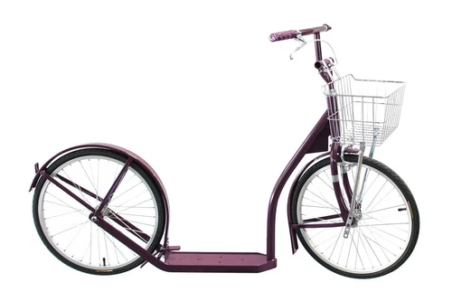 20" Adult PLUM SCOOTER Genuine Amish Kick Bike w/ Basket & Brakes MADE in USA