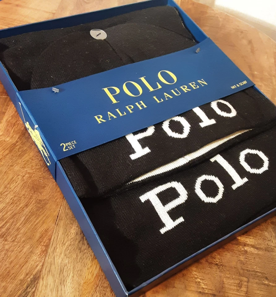 NWT Polo Ralph Lauren Men's 2 Piece Set Hat & Scarf in Black Great Gift! - Image 2 of 4