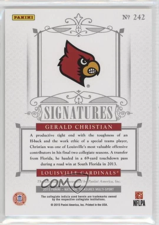2015 National Treasures College Signatures /99 Gerald Christian Rookie Auto RC - Image 2 of 2