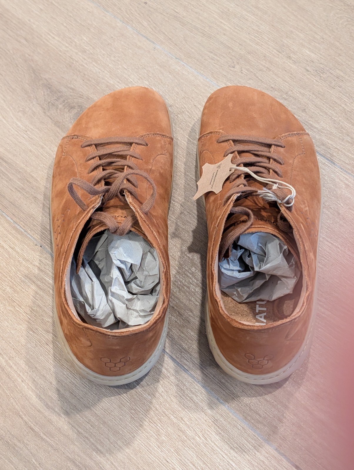 Vivobarefoot Mens Geo Court III Leather Nubuck Tan Sneakers/Trainers Size 10 US